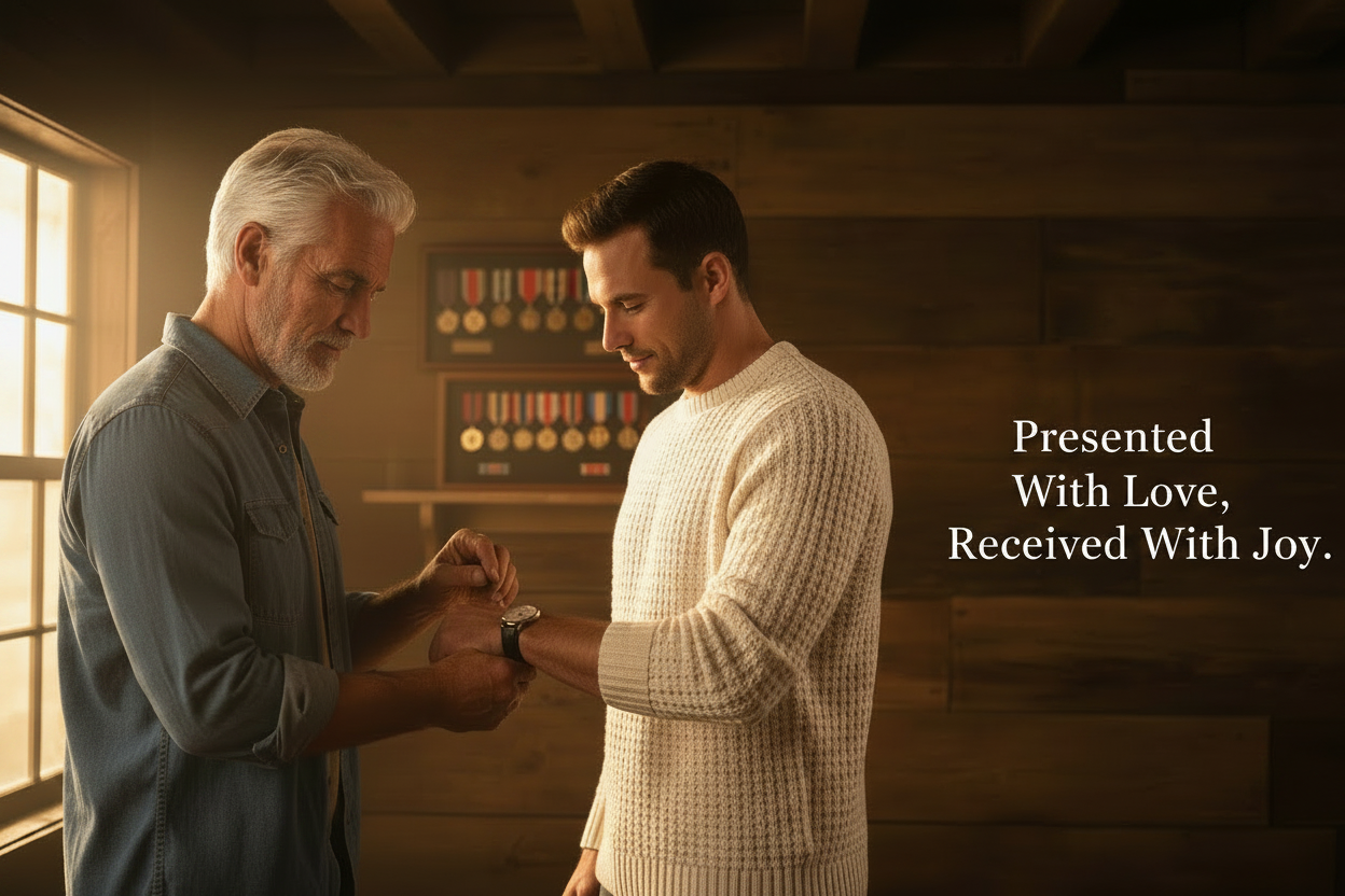 Veteran Father - Silver Hair, Young Son